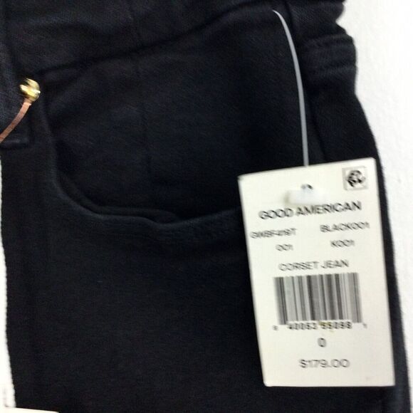 Good American Womens Good Waist Button Fly High Rise Skinny Corset Jeans Black 0 - Picture 3 of 8